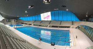 The London Aquatics Centre now serves as public pool. During the games, temporary seating was built to support 17,500 spectators. After the games, the building was modified to accommodate 2,500 people. 
